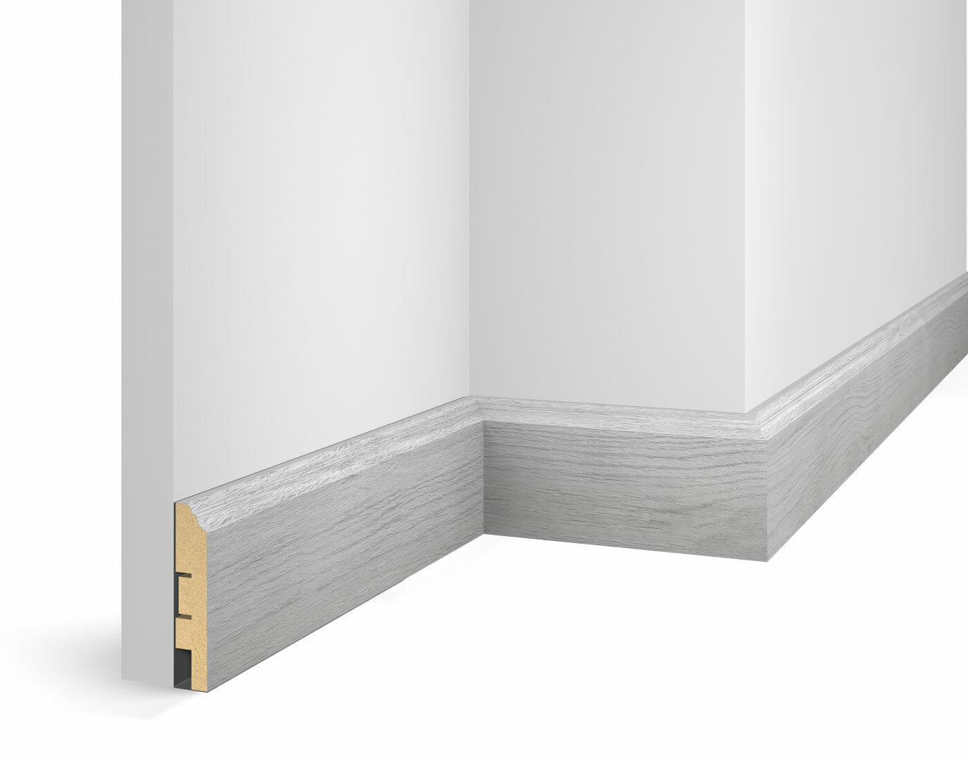 Плинтус МДФ Cosca Decor Экошпон WP07 Дуб Старинный светло-серый 2400×80×16